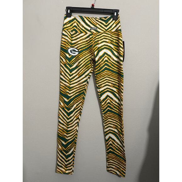 Zubaz NFL Women's Basic Zebra Print Legging, Green Bay Packers size Small NEW - Picture 1 of 6